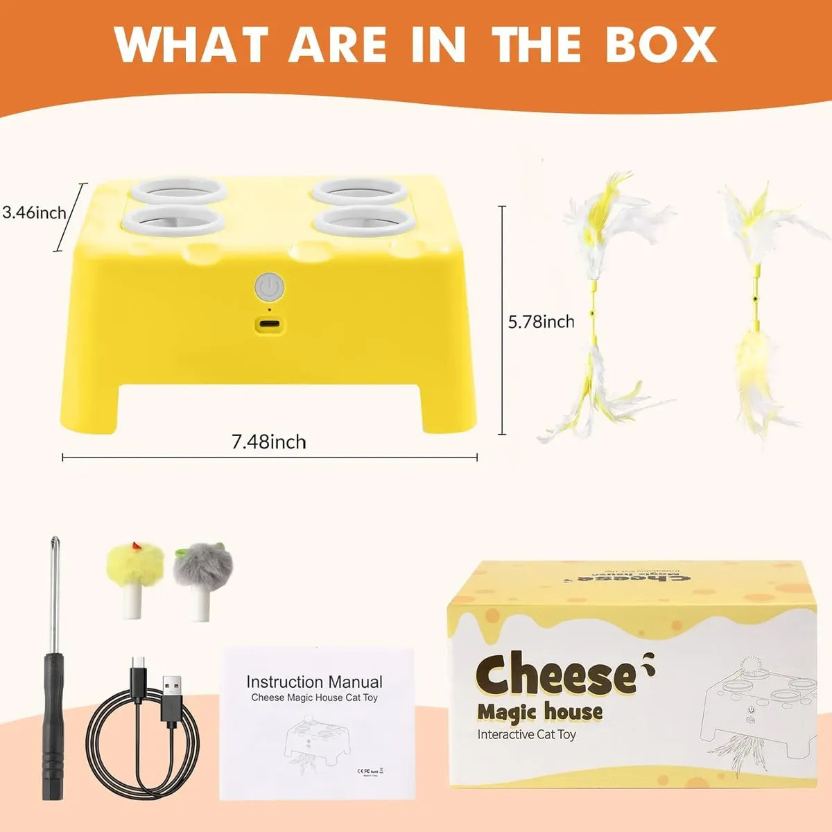 Juguete inteligente 3 en 1 tipo “casa de queso” para gatos