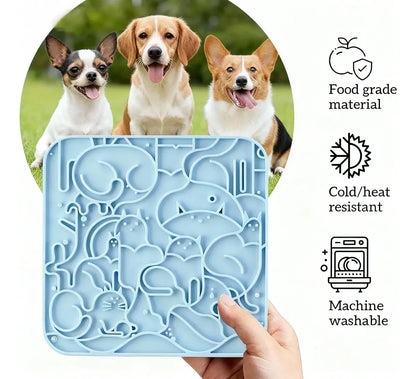 Lick mat celeste para mascotas
