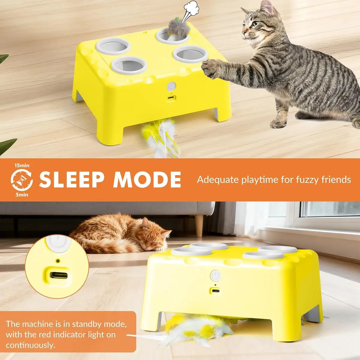 Juguete inteligente 3 en 1 tipo “casa de queso” para gatos
