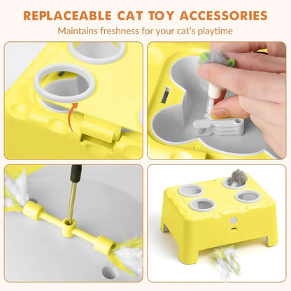 Juguete inteligente 3 en 1 tipo “casa de queso” para gatos