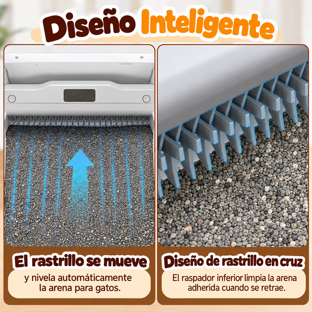 Arenero inteligente abierto de limpieza automática