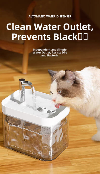 Fuente de agua transparente para mascotas 1.5L