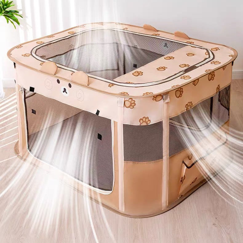 Corral de tela con diseño de oso (Talla XXL - 110×85×60 cm)