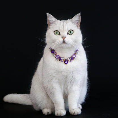 Collar brillante de piedra de colores para mascotas