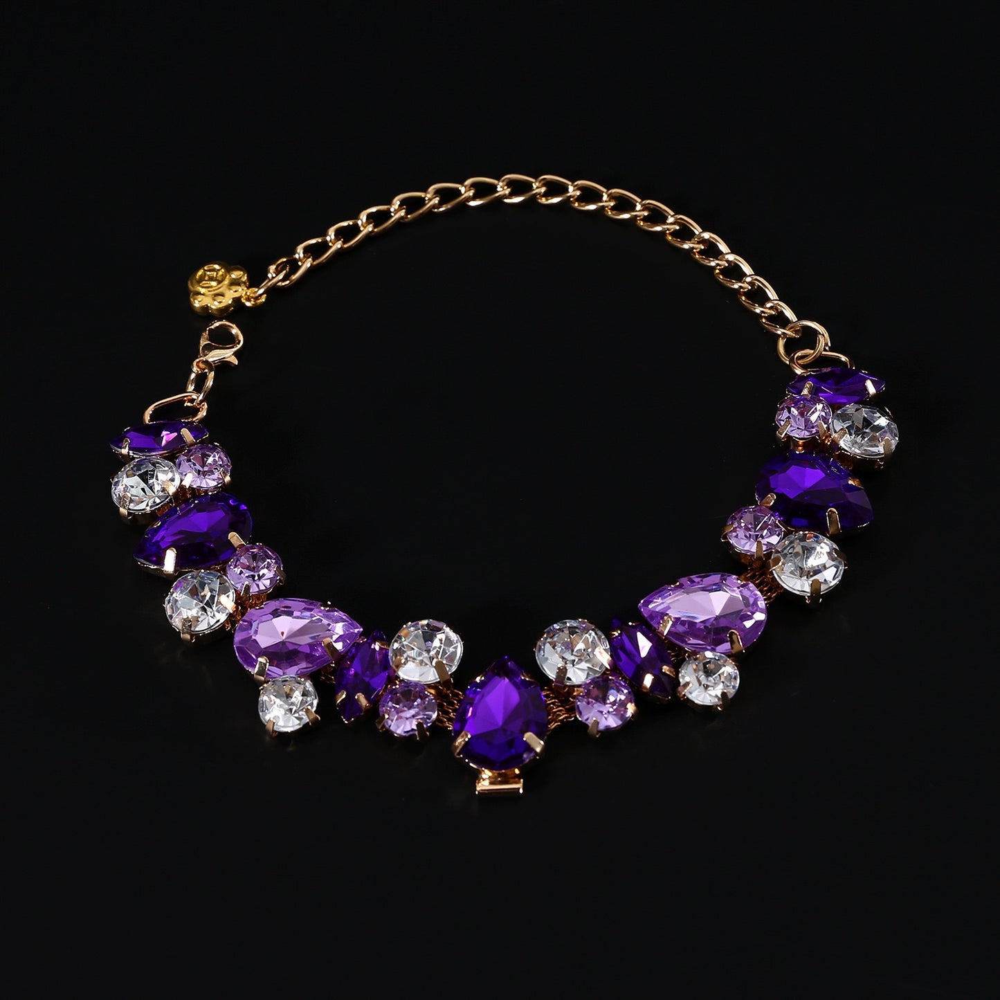 Collar brillante de piedra de colores para mascotas