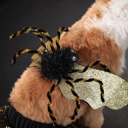 Vestido de halloween araña para mascotas