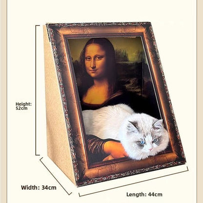 Rascador de cartón para gatos estilo monalisa triangular
