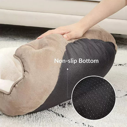 Cama redonda gris para mascota (dos tamaños)