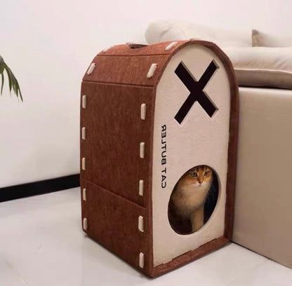 Rascador de fieltro beige para gatos modelo #rf03