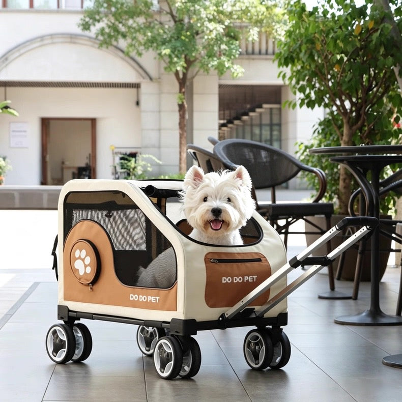 Coche para mascotas grandes dodopet beige (Soporta hasta 30kg)