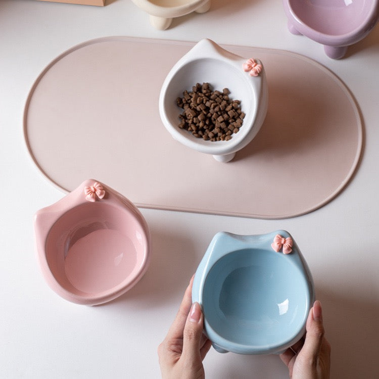 Plato de cerámica gatito con lazo