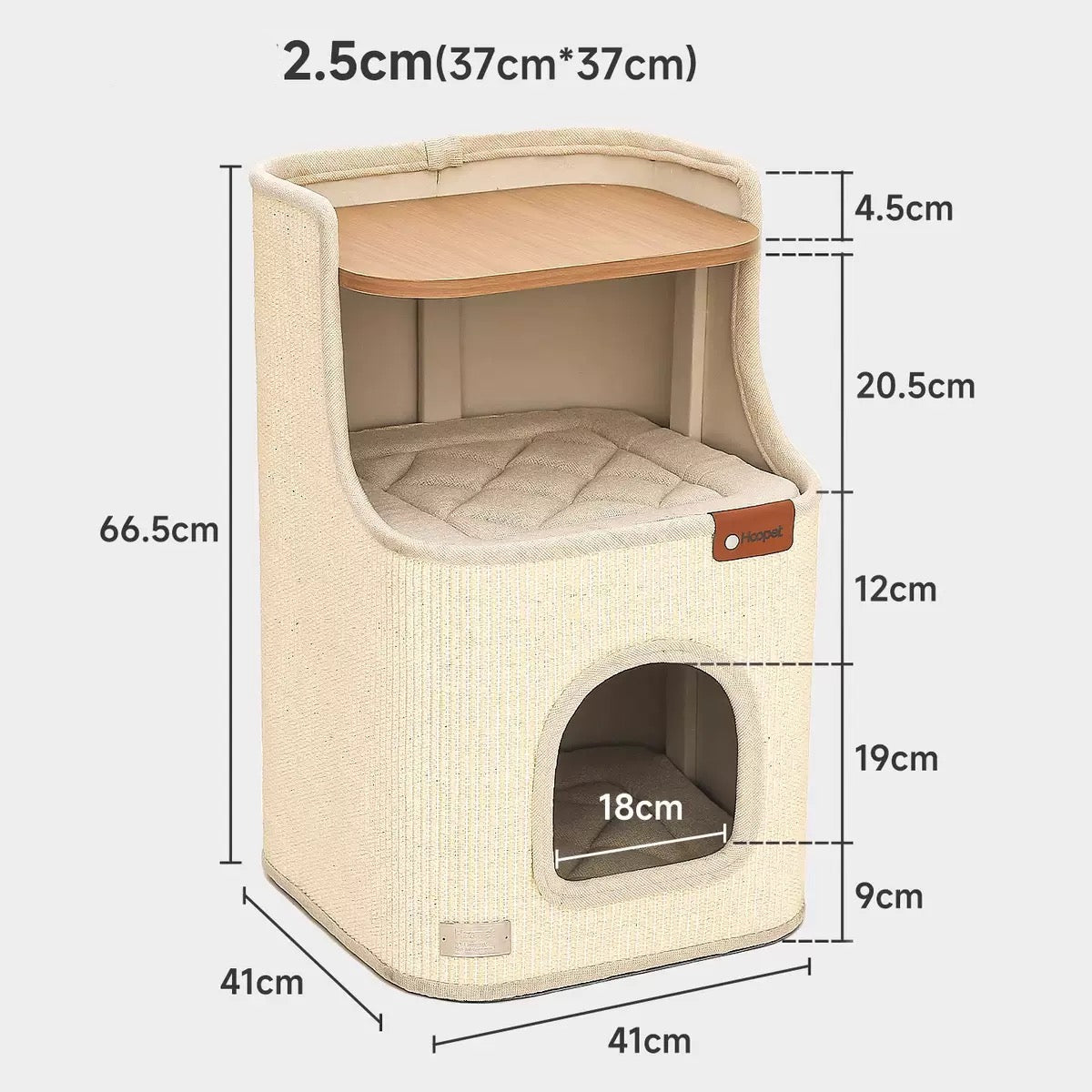 Torre de tres niveles cuadrado para gatos de sisal
