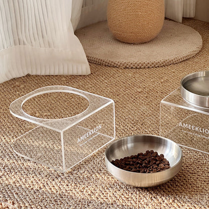 Plato elevado transparente con plato de acero inoxidable