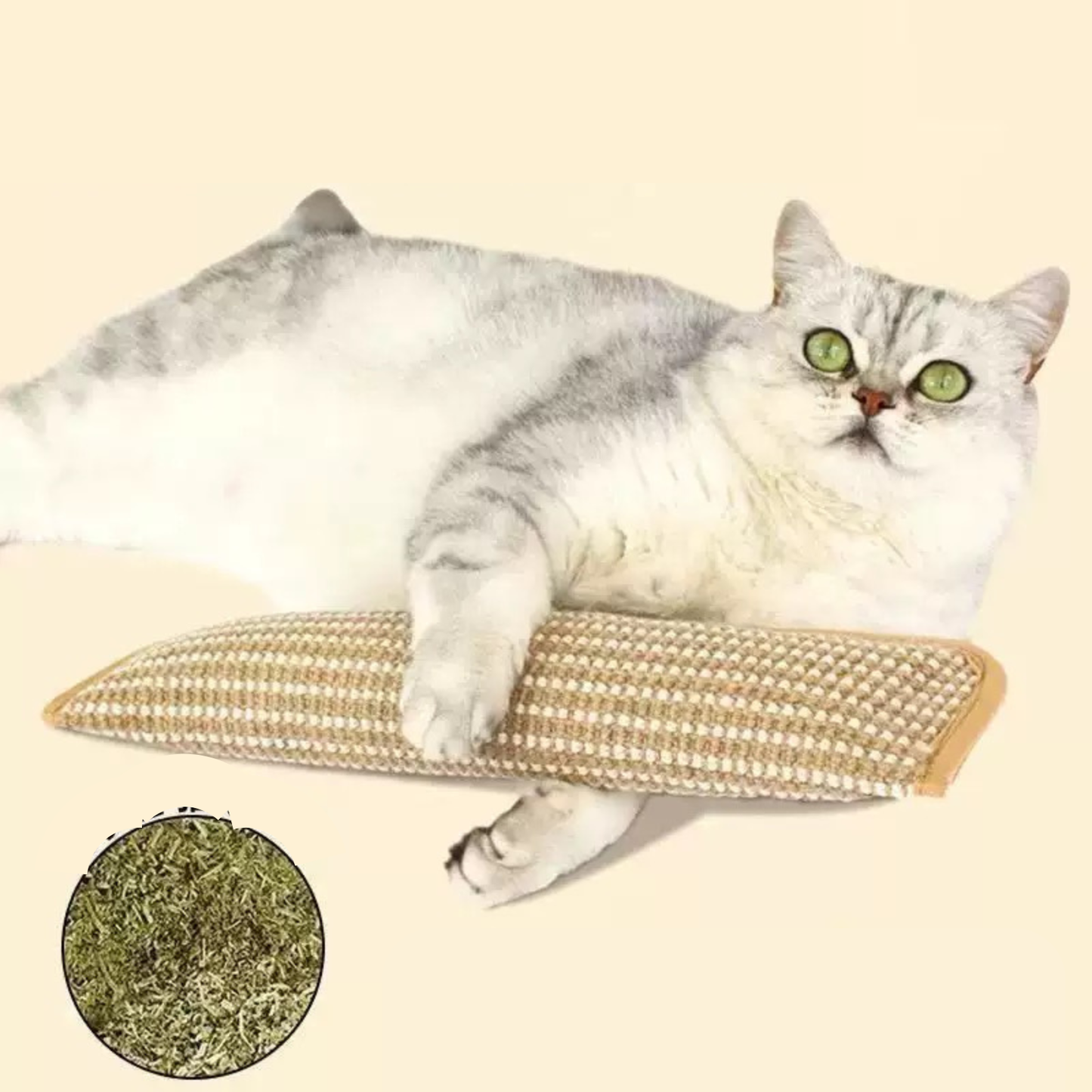 Juguete de almohada de sisal rellena de Catnip par gatos (34cm de largo)