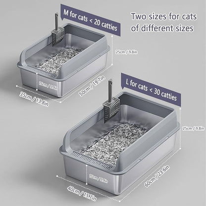 Arenero de acero inoxidable  abierto para gatos (Dos tamaños)