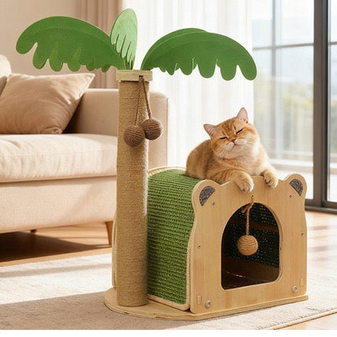 Rascador de cuerda casita con palmera