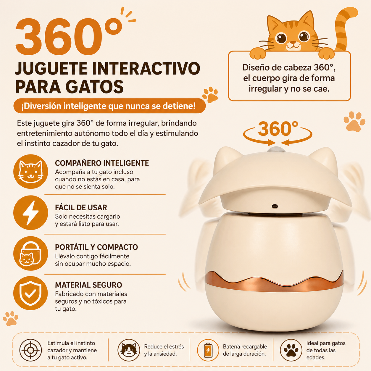 Juguete interactivo de láser recargable para gatos
