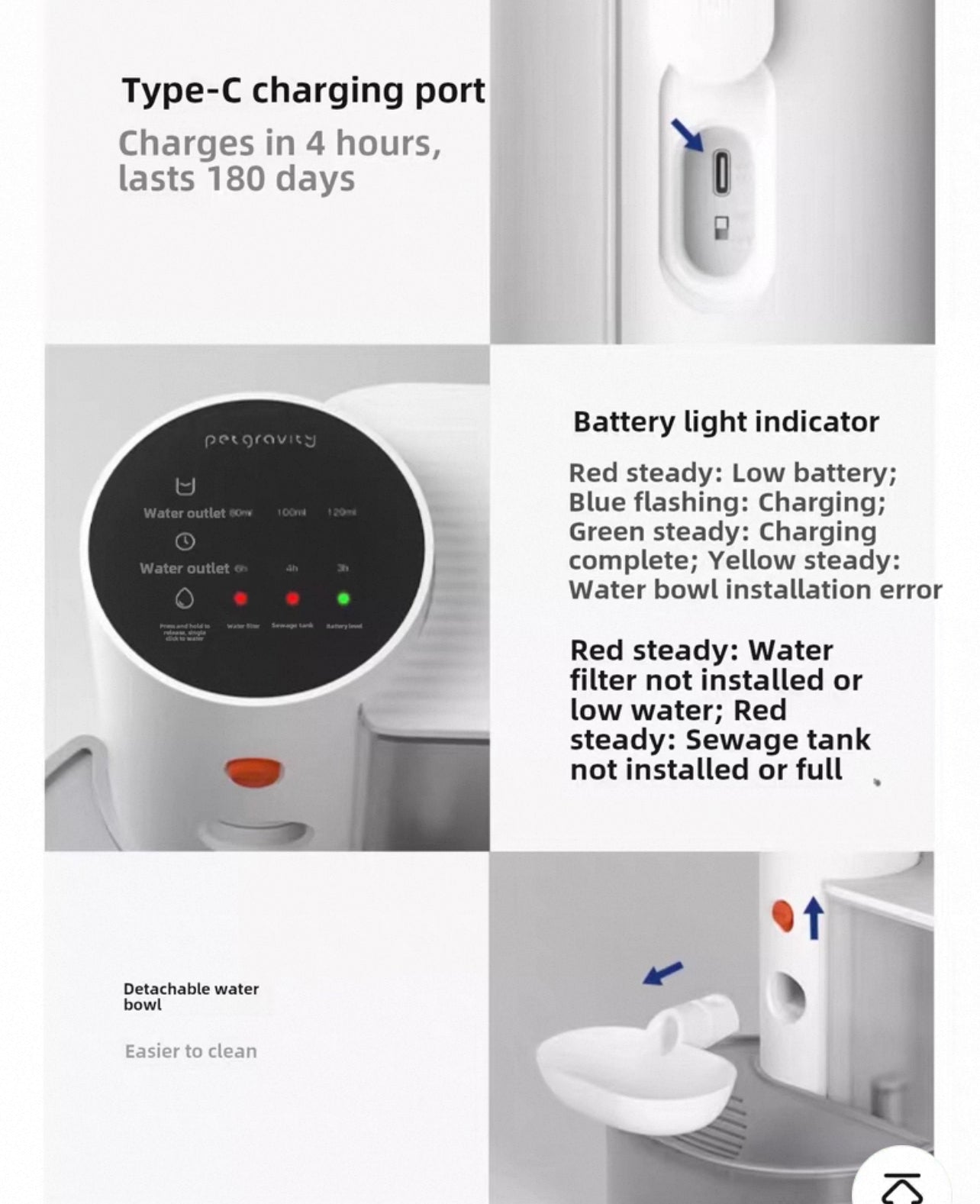 Dispensador inteligente de agua para mascotas recargable 3L