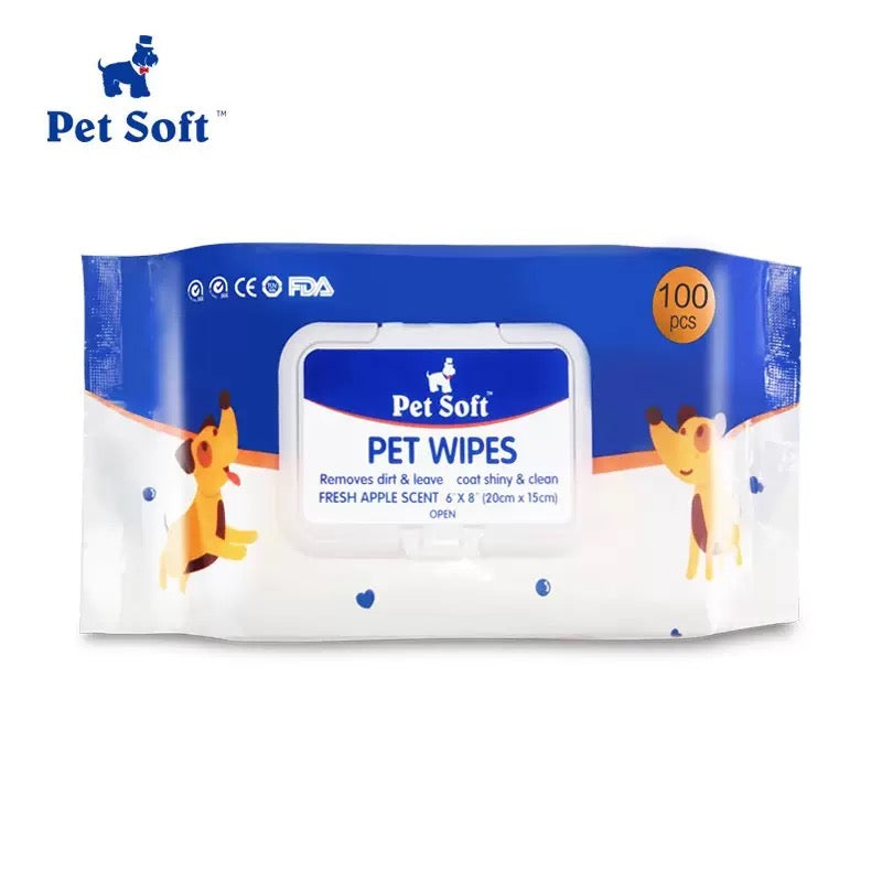 Toallas húmedas para mascotas Pet Soft 100pcs