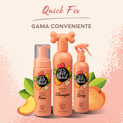 Shampoo en seco Pet Head: Spray Quick Fix Peach para Perro 300 ml