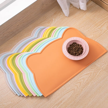 Alfombra para comedero de silicona diseño de gatito