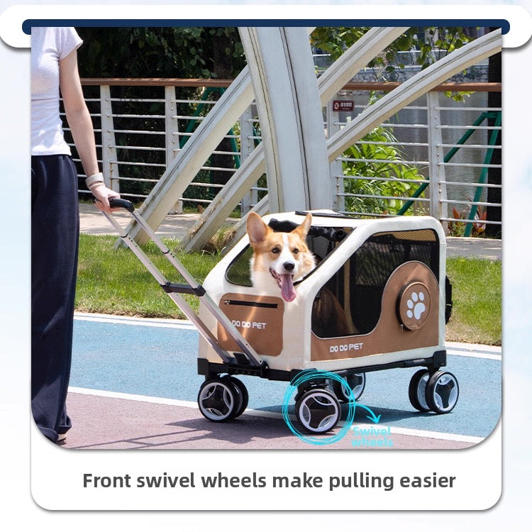 Coche para mascotas grandes dodopet beige (Soporta hasta 30kg)