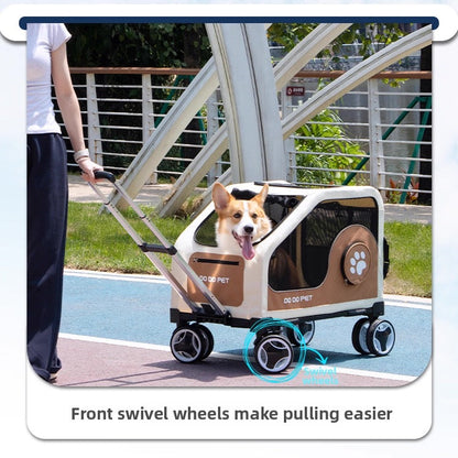 Coche para mascotas grandes dodopet beige (Soporta hasta 30kg)