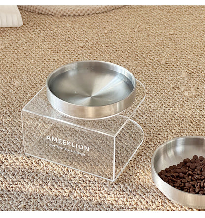 Plato elevado transparente con plato de acero inoxidable