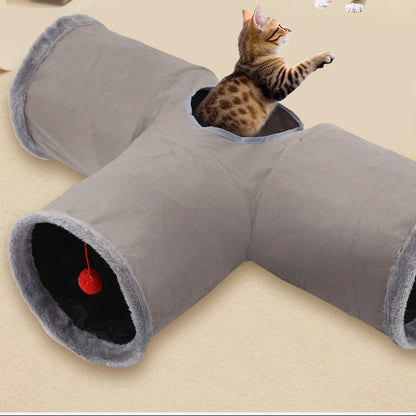 Túnel de gato gris de 4 salidas