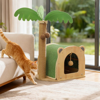 Rascador de cuerda casita con palmera
