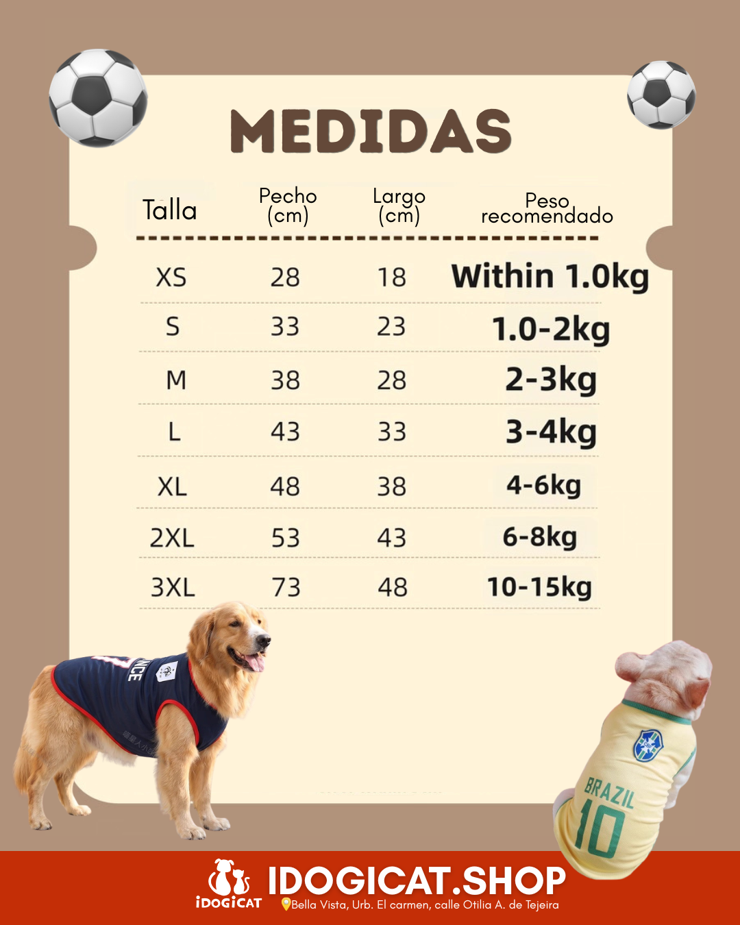 Camiseta del mundial para mascotas (5 equipos)