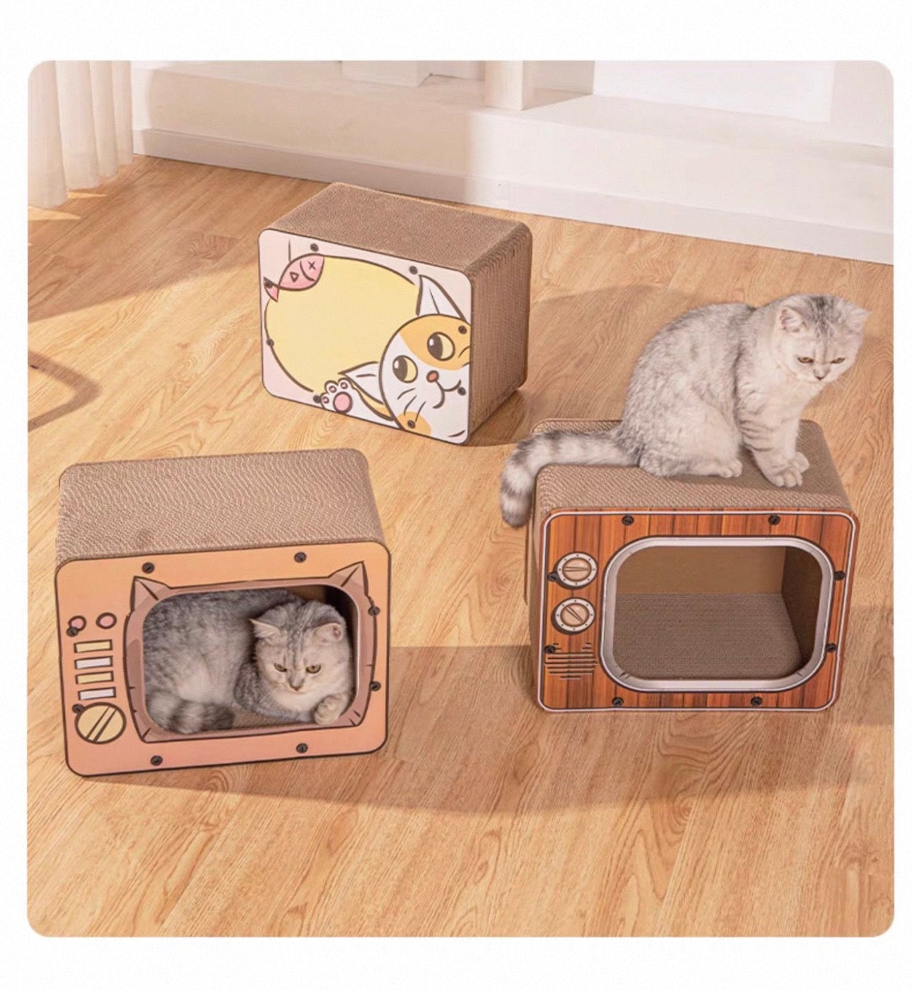 Rascador de cartón para gatos modelo televisión