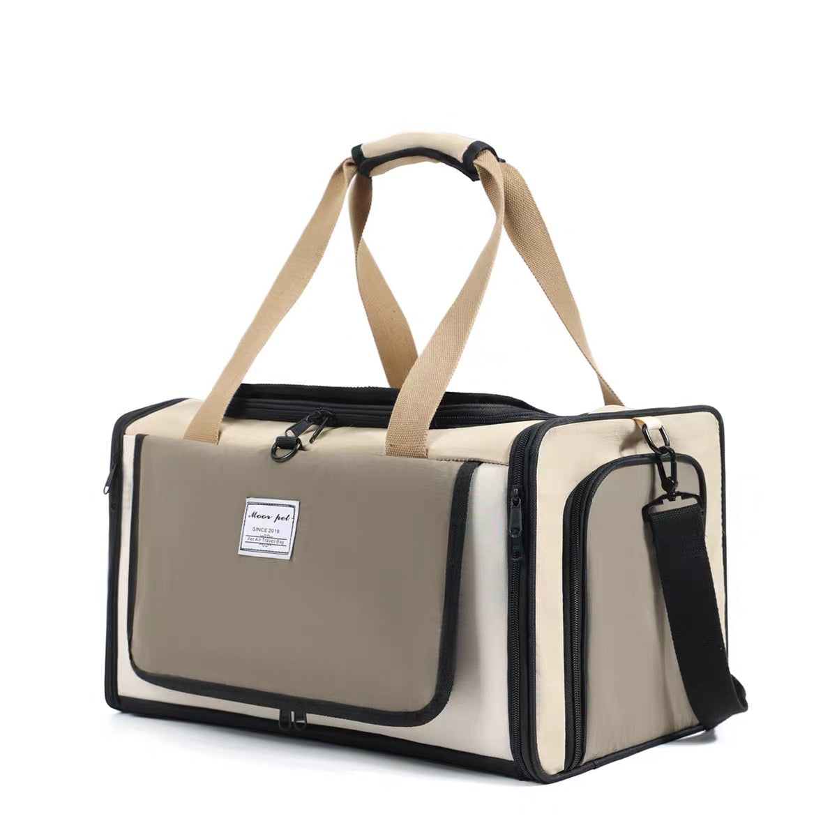 Bolso de viaje expandible para mascotas beige