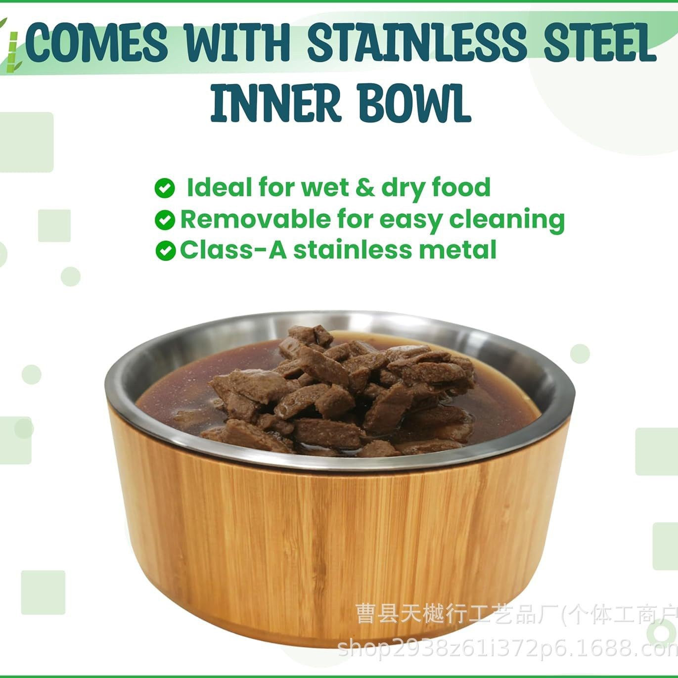 Comedero elevado de madera individual raza grande