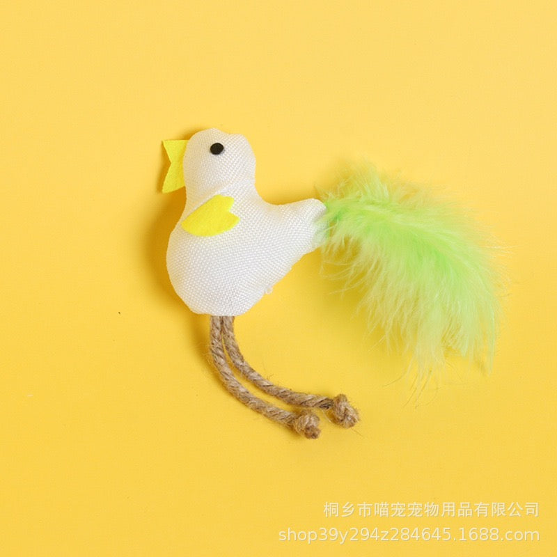 Juguete para gatos peluche de pájaro y pluma