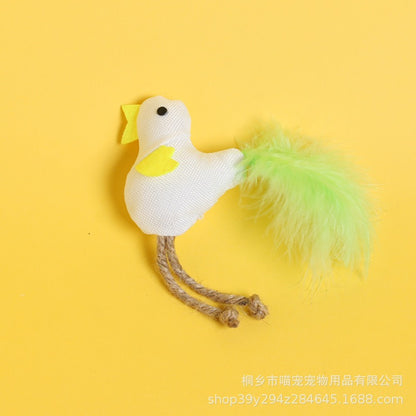Juguete para gatos peluche de pájaro y pluma