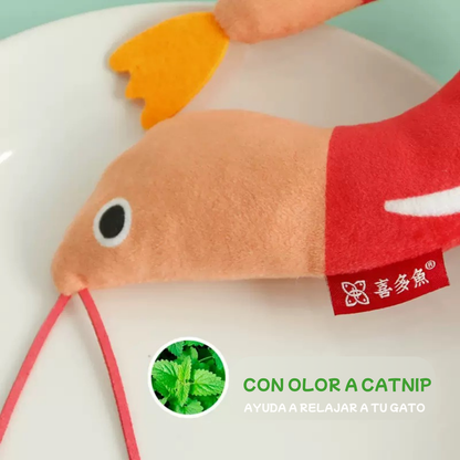 Peluche con olor a Catnip para gatos forma de camarón