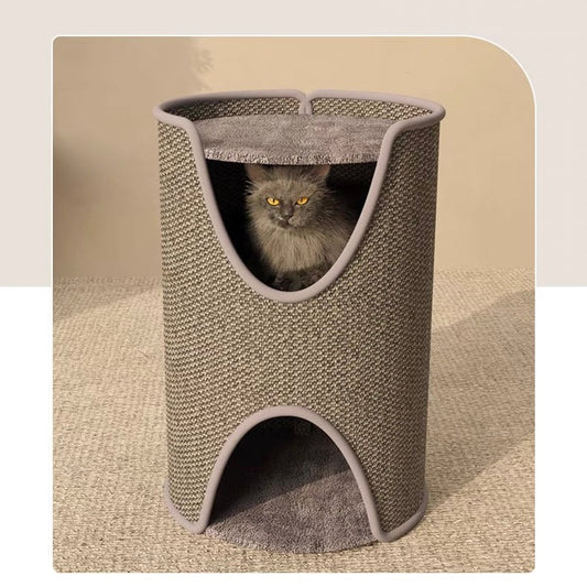 Cama y rascador para gatos gris