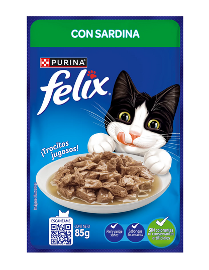 Comida Húmeda para Gato Purina: Felix, Sobre, Sardina 85gr