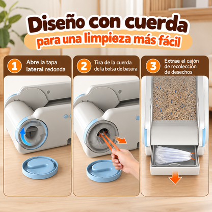 Arenero inteligente abierto de limpieza automática