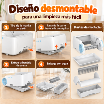 Arenero inteligente abierto de limpieza automática