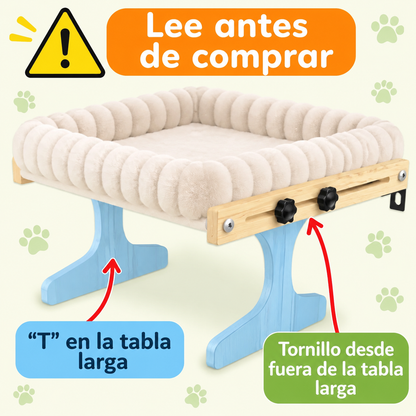 Cama colgante de madera para gatos (Soporta hasta 20kg)