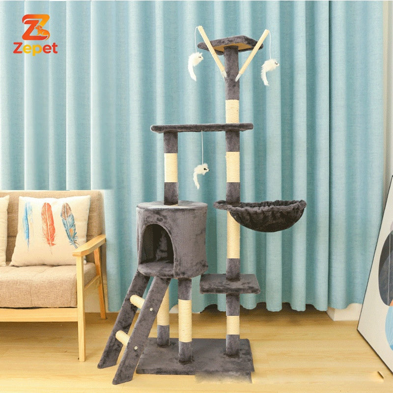Torre para gatos 138cm (Modelo MT05) gris oscuro