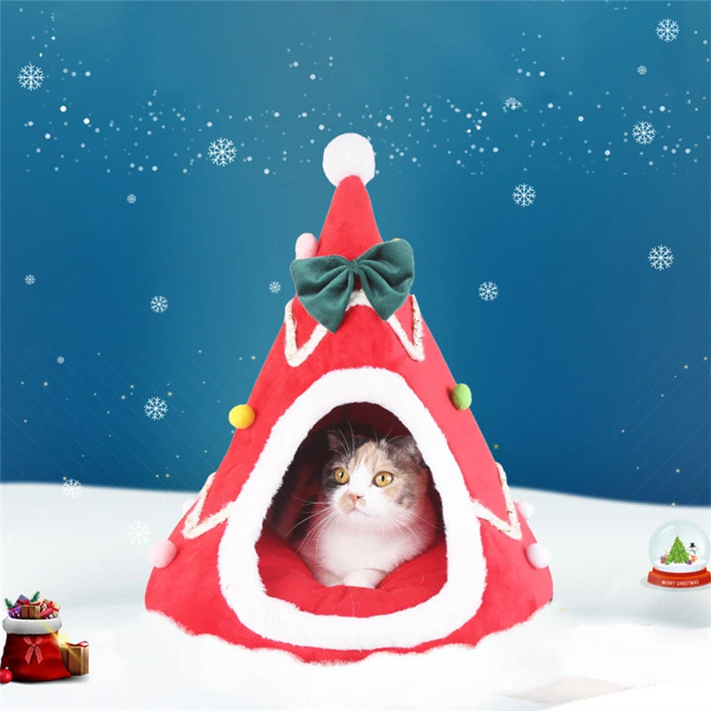 Tepee de mascotas grande para mascotas navideño