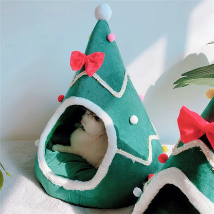 Tepee de mascotas grande para mascotas navideño