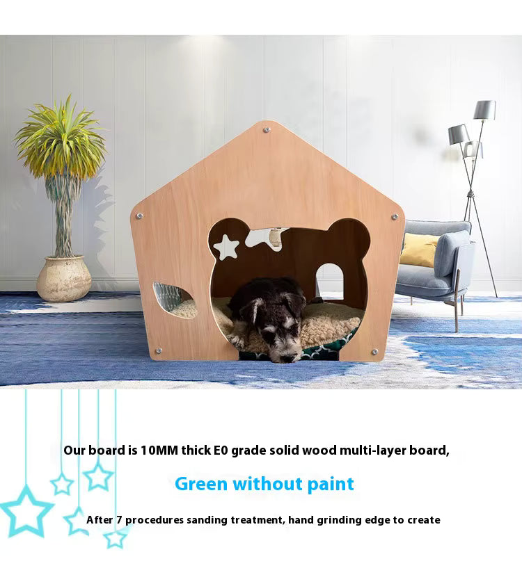 Casita de madera estilo osito para mascotas