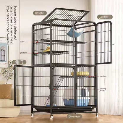 Jaula de 4 niveles para gatos tamaño grande [85 x 60,5 x 149 cm]