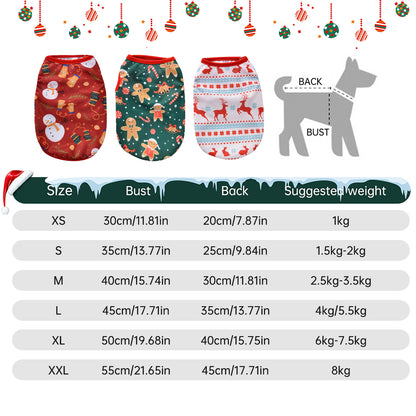Ropa de algodón para perros pequeños y medianos estampado navideño