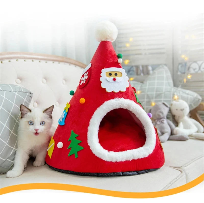 Tepee de algodón para mascotas pequeñas navideño