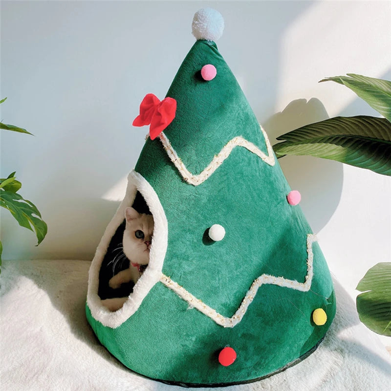 Tepee de mascotas grande para mascotas navideño